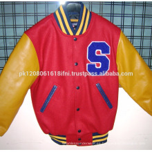 Chaquetas universitarias de cuero genuino de béisbol / chaqueta de moda sublimada personalizada